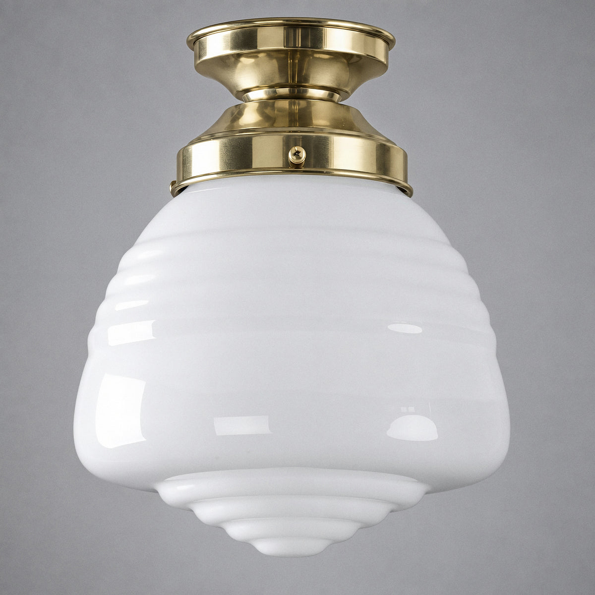 Domec Opal Gloss Glass Batten Fix, Polished Brass