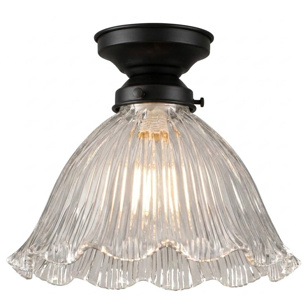 8044 Hallophane 9'' Clear Glass Batten Fix - Patina