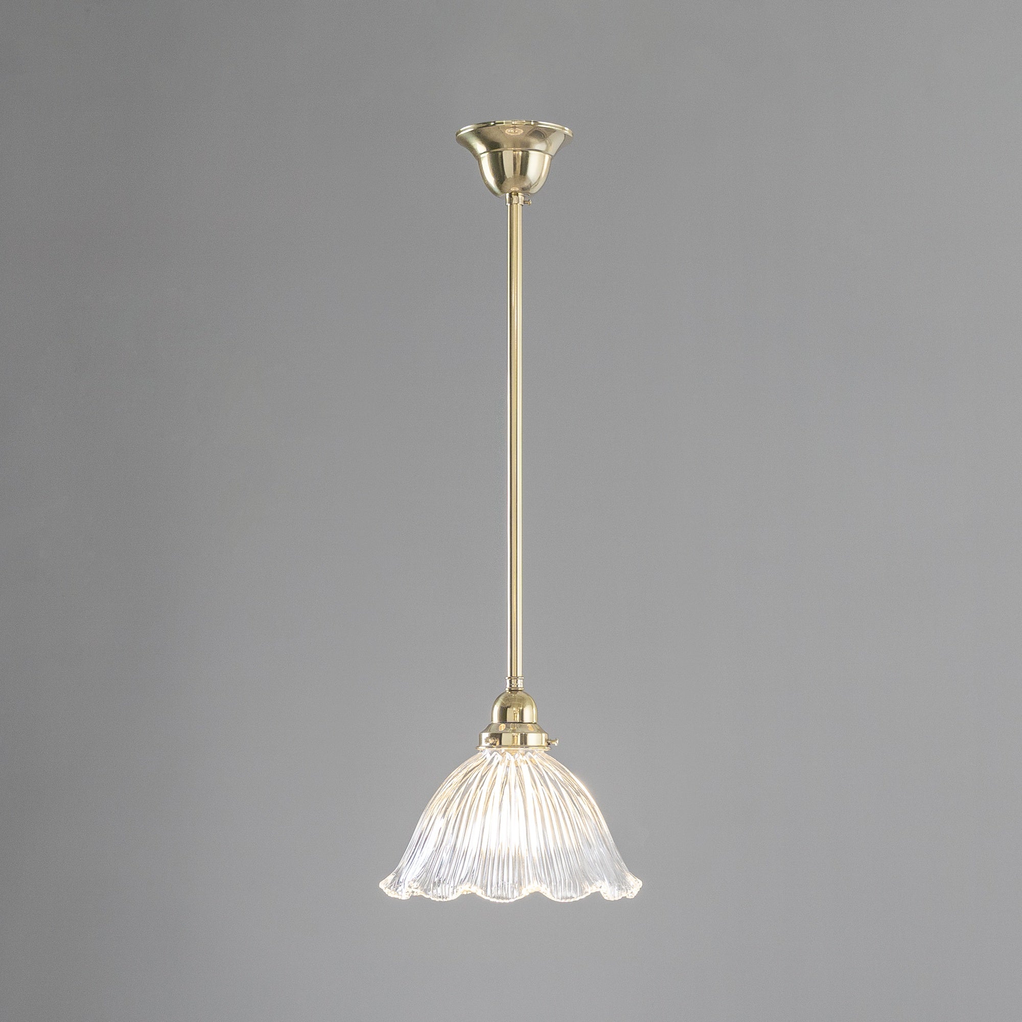 8044 Hallophane 9'' Clear Glass on Rod Set 1/2'' x 1/2m - Polished Brass