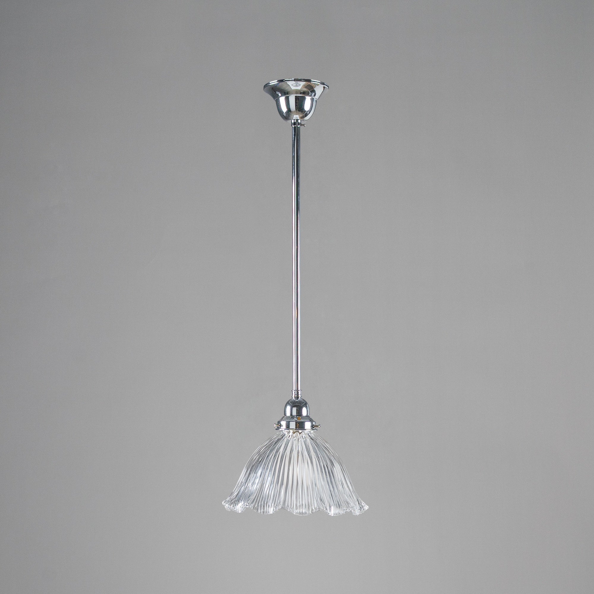 8044 Hallophane 9'' Clear Glass on Rod Set 1/2'' x 1/2m - Chrome