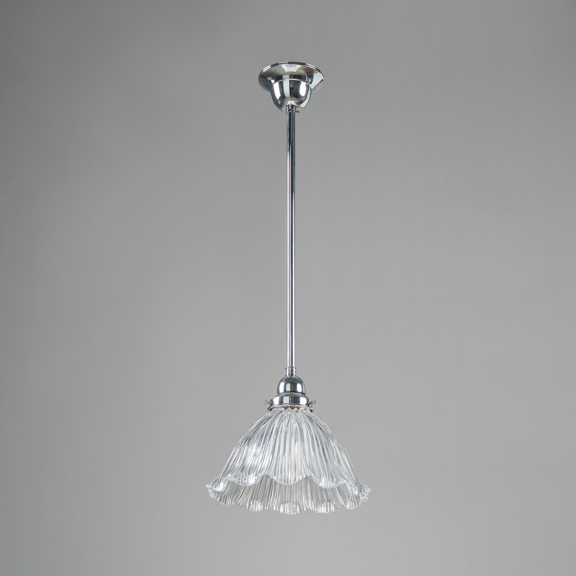 8044 Hallophane 9'' Clear Glass on Rod Set 1/2'' x 1/2m - Chrome