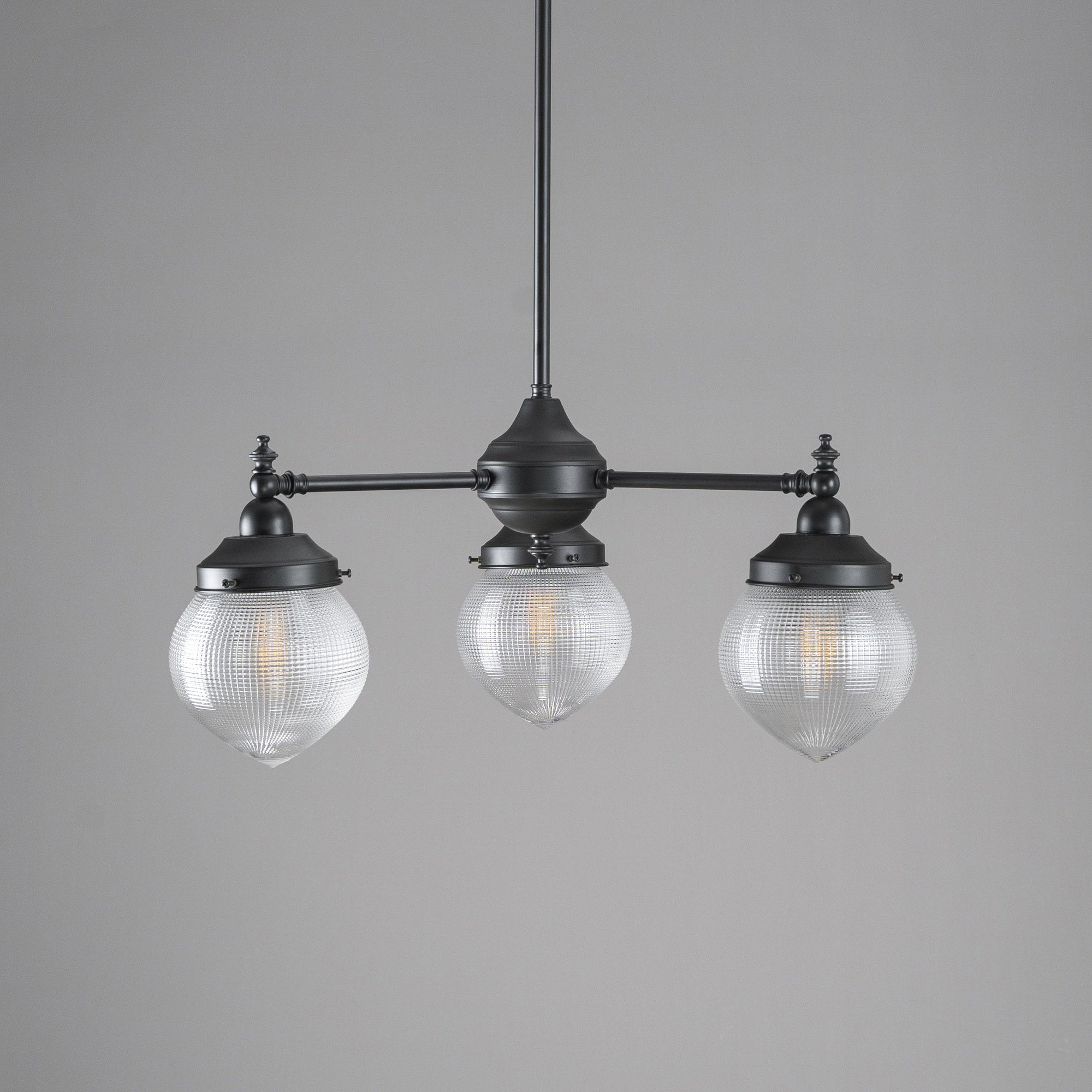 Bentleigh 3Lt Pendant Arms Down With Teardrop Hallophane 6" Glass Shade Shades