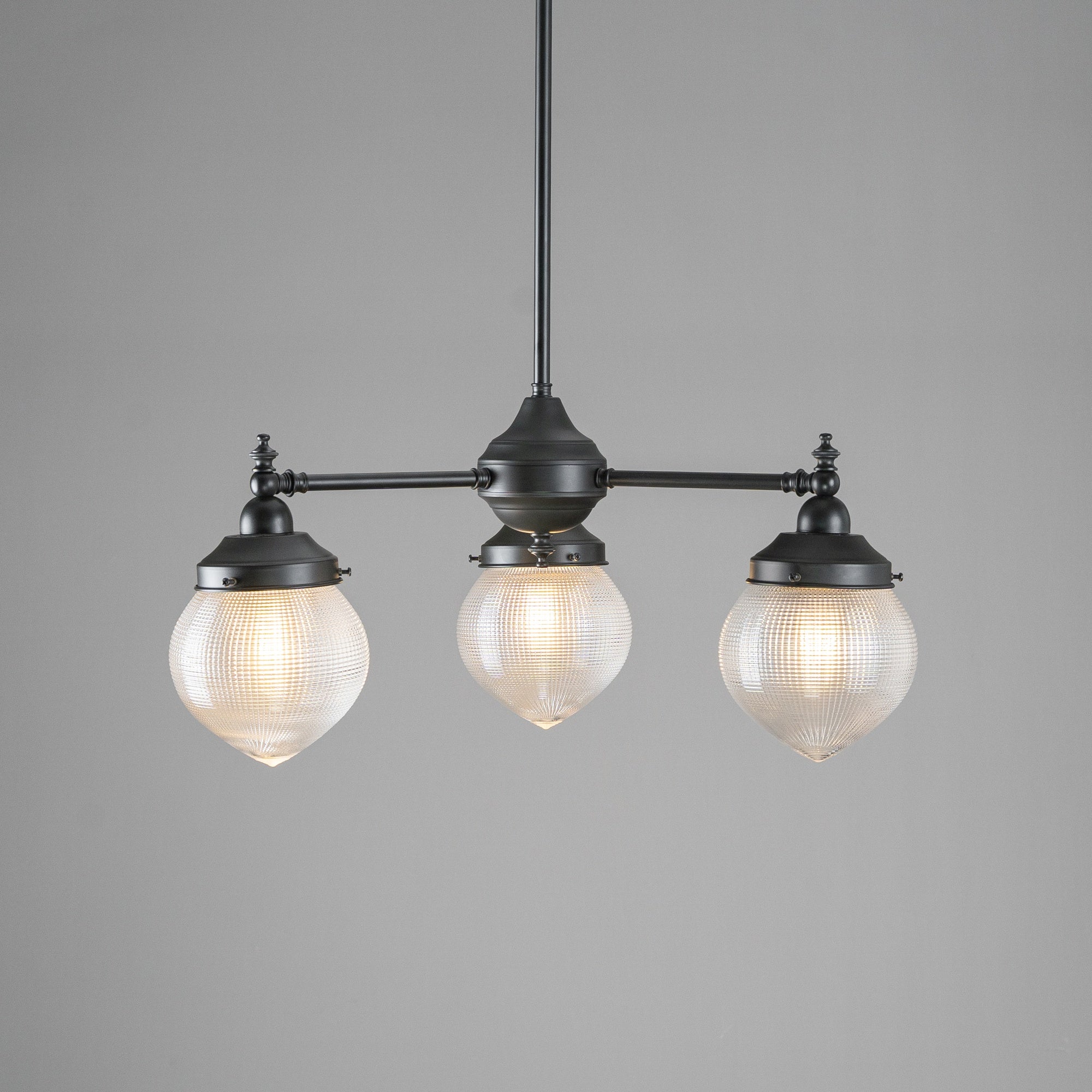 Bentleigh 3Lt Pendant Arms Down With Teardrop Hallophane 6" Glass Shade Shades