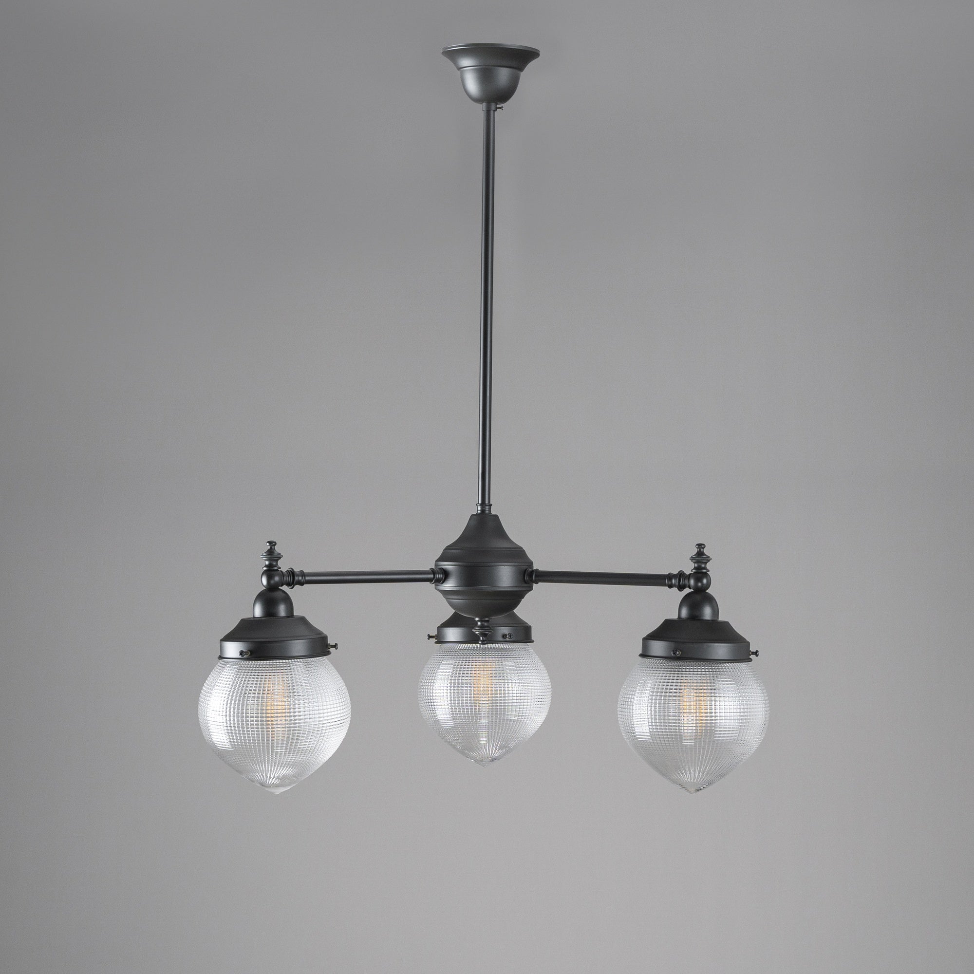 Bentleigh 3Lt Pendant Arms Down With Teardrop Hallophane 6" Glass Shade Shades