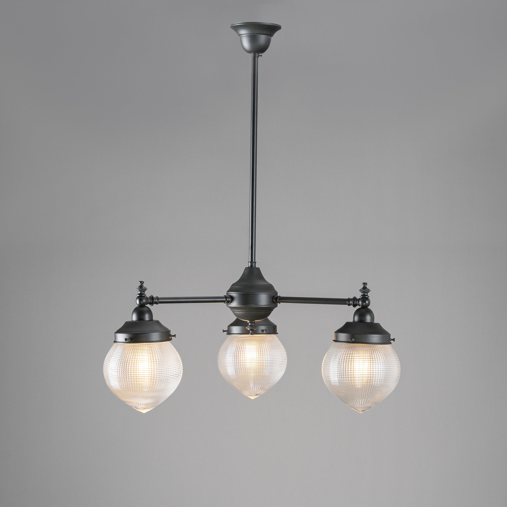 Bentleigh 3Lt Pendant Arms Down With Teardrop Hallophane 6" Glass Shade Shades