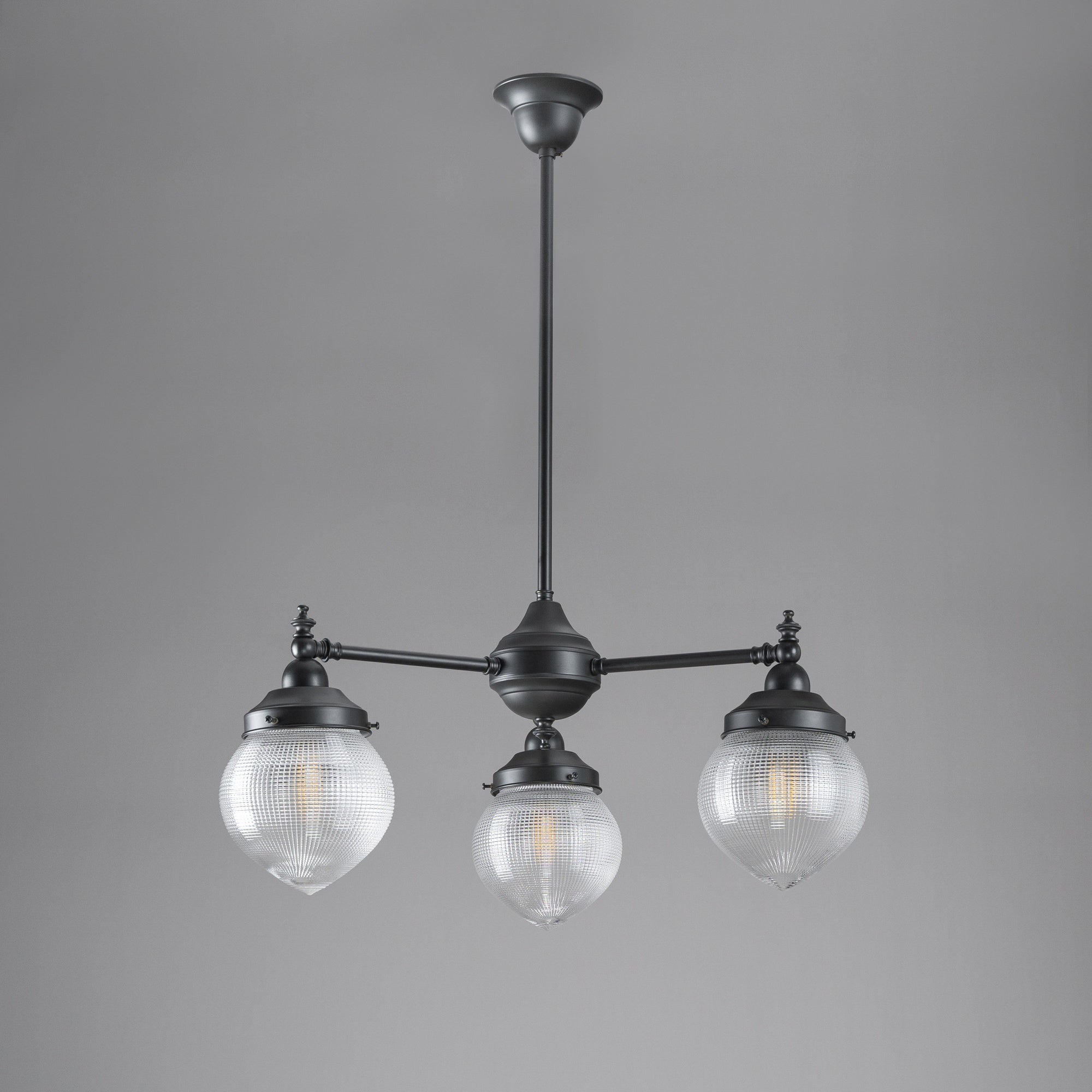 Bentleigh 3Lt Pendant Arms Down With Teardrop Hallophane 6" Glass Shade Shades