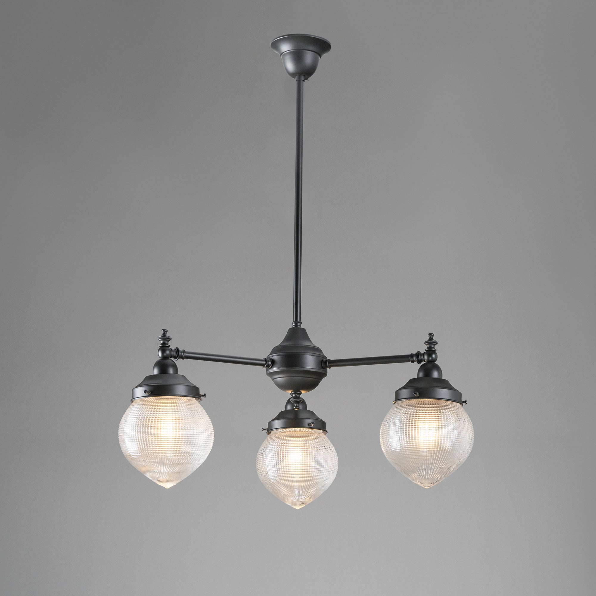 Bentleigh 3Lt Pendant Arms Down With Teardrop Hallophane 6" Glass Shade Shades