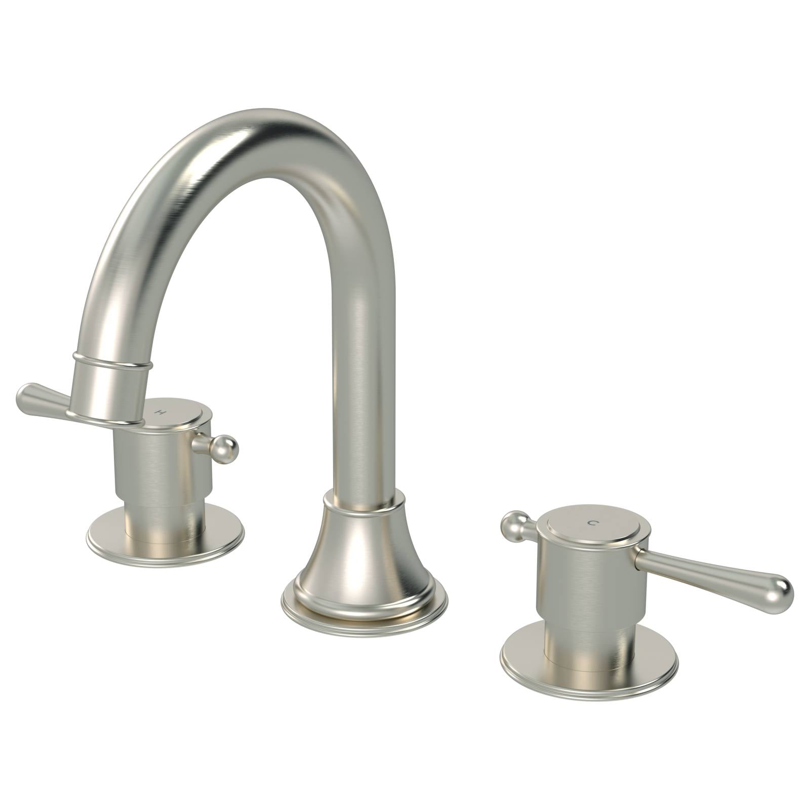 Harrington Three Hole Basin Set with Lever Handle, Brushed Nickel