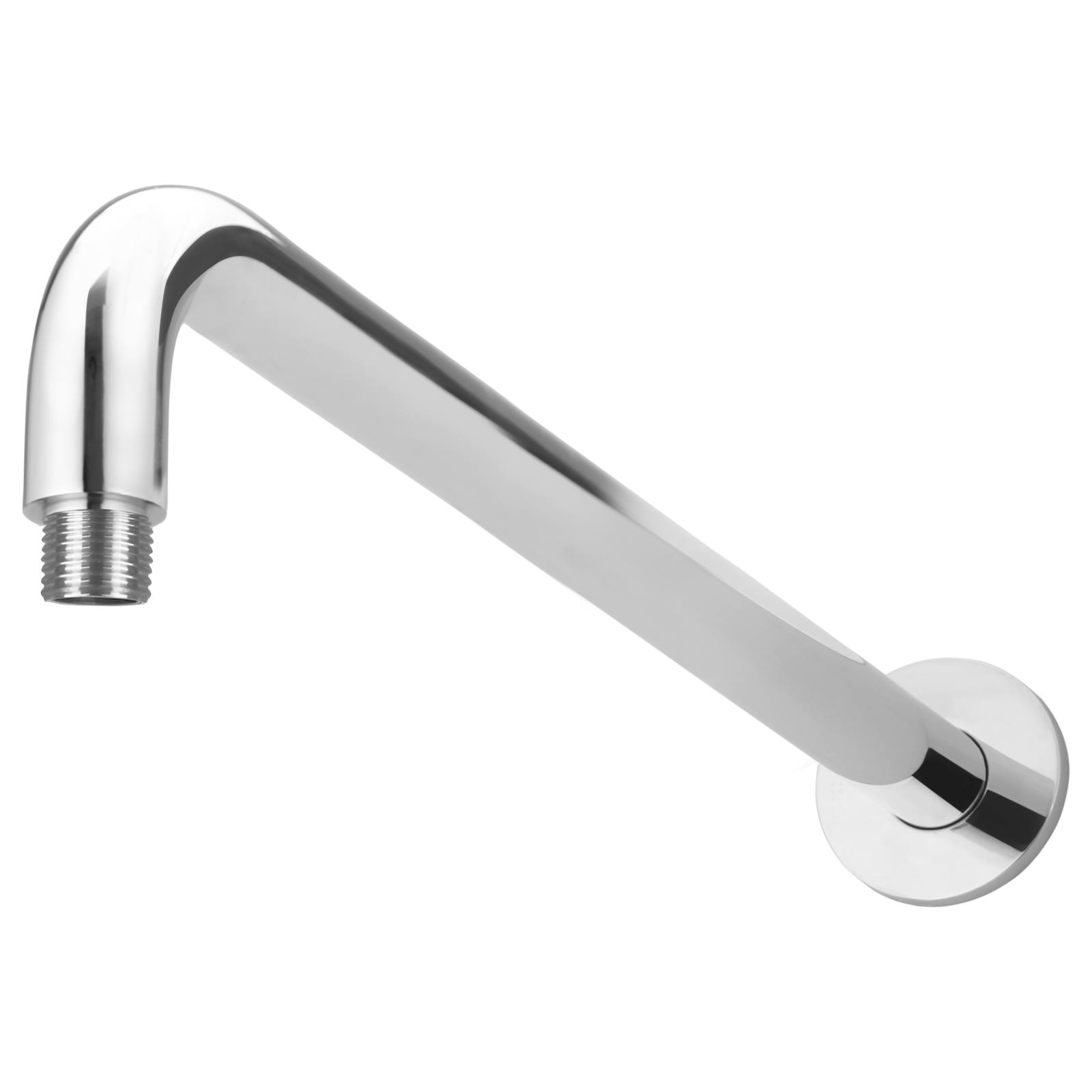 Round Wall Shower Curved Arm, 400mm, Polished Chrome