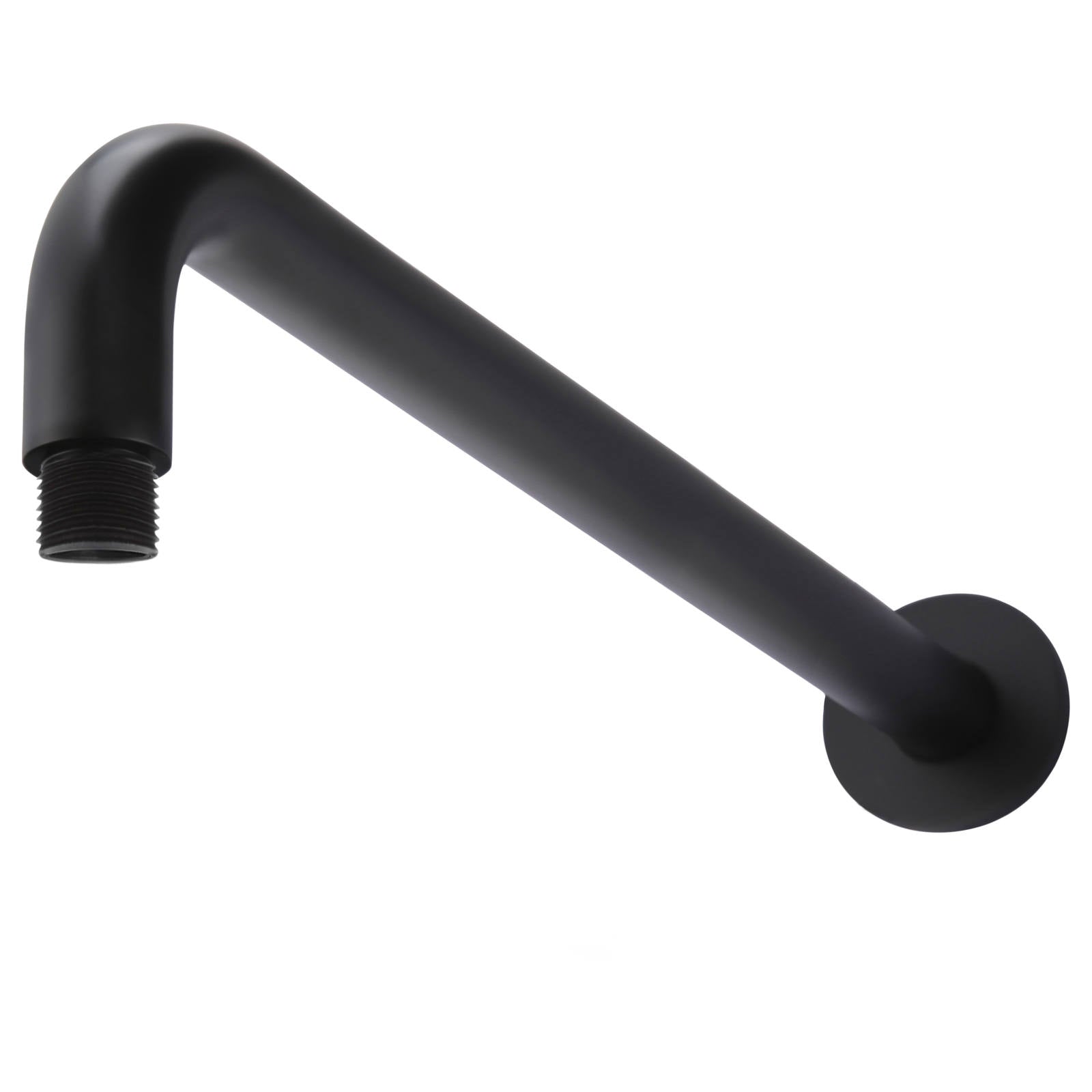 Round Wall Shower Curved Arm, 400mm, Matte Black