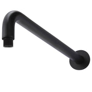 Round Wall Shower Curved Arm, 400mm, Matte Black