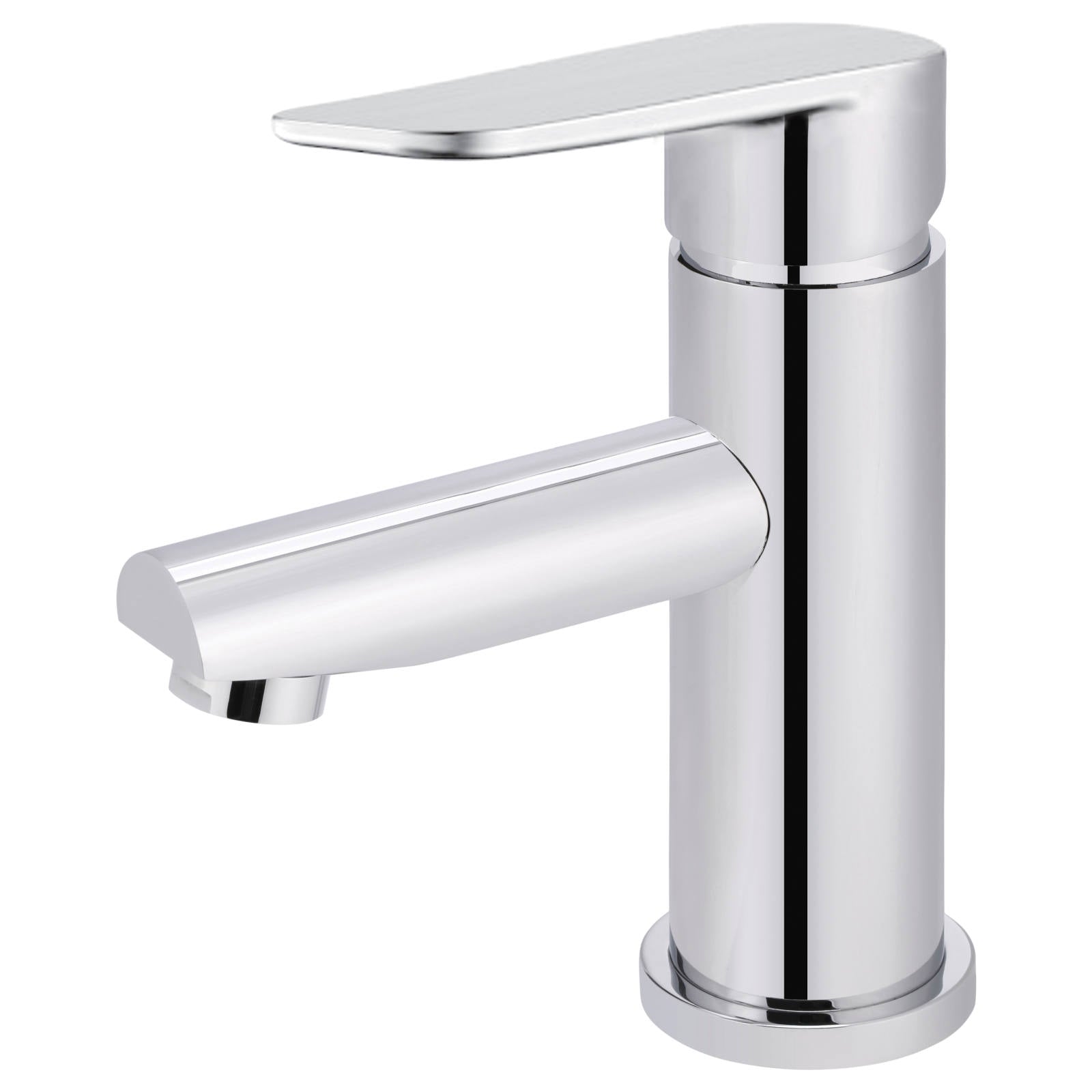 Round Paddle Basin Mixer, Polished Chrome