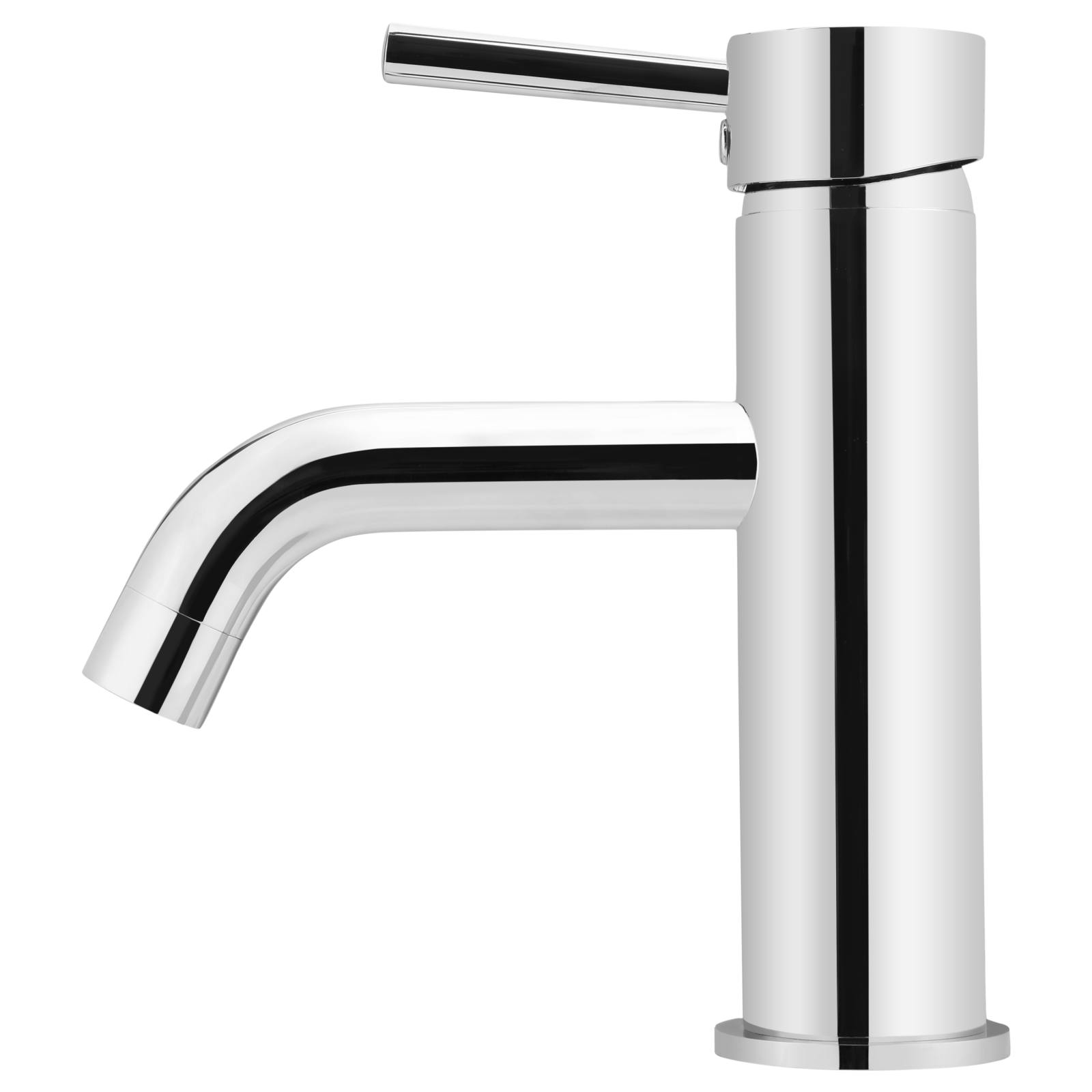 Round Basin Mixer Curved, Polished Chrome