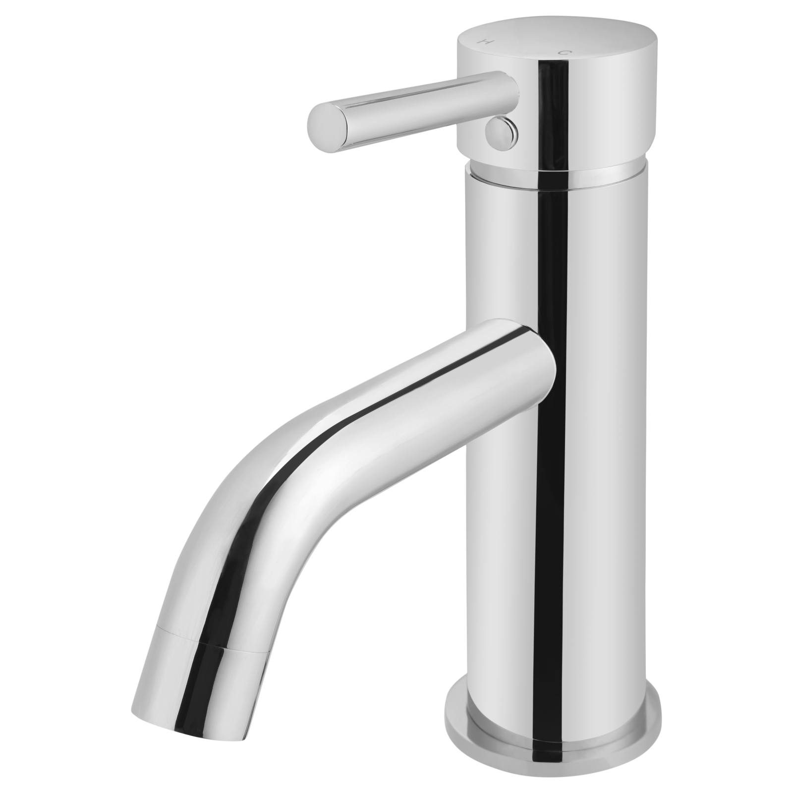Round Basin Mixer Curved, Polished Chrome