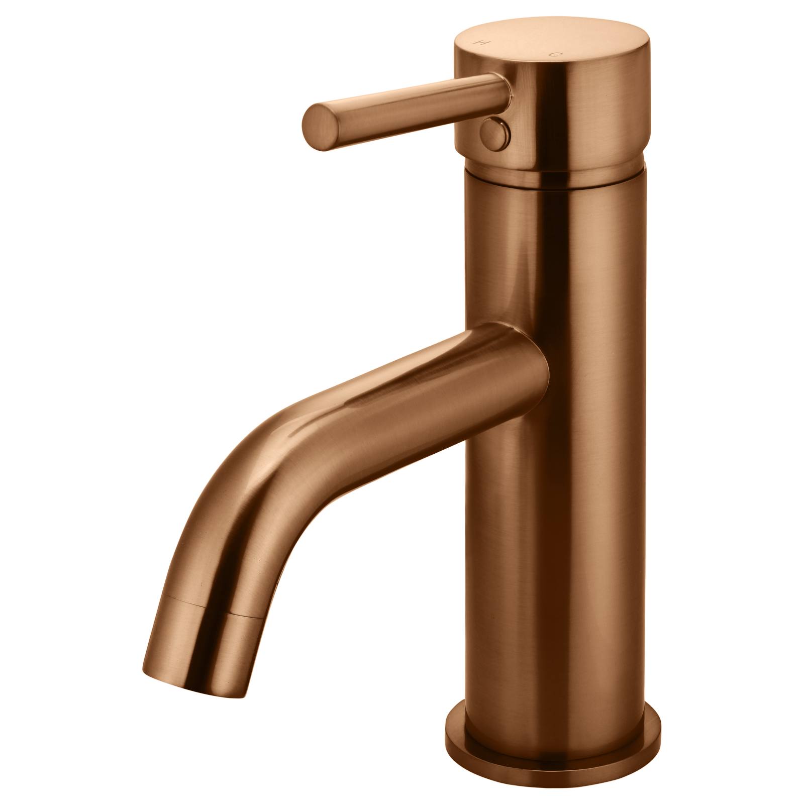 Round Basin Mixer Curved, Lustre Bronze