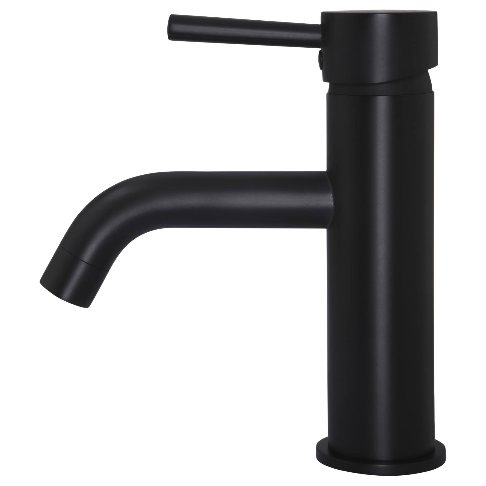 Round Basin Mixer Curved, Matte Black