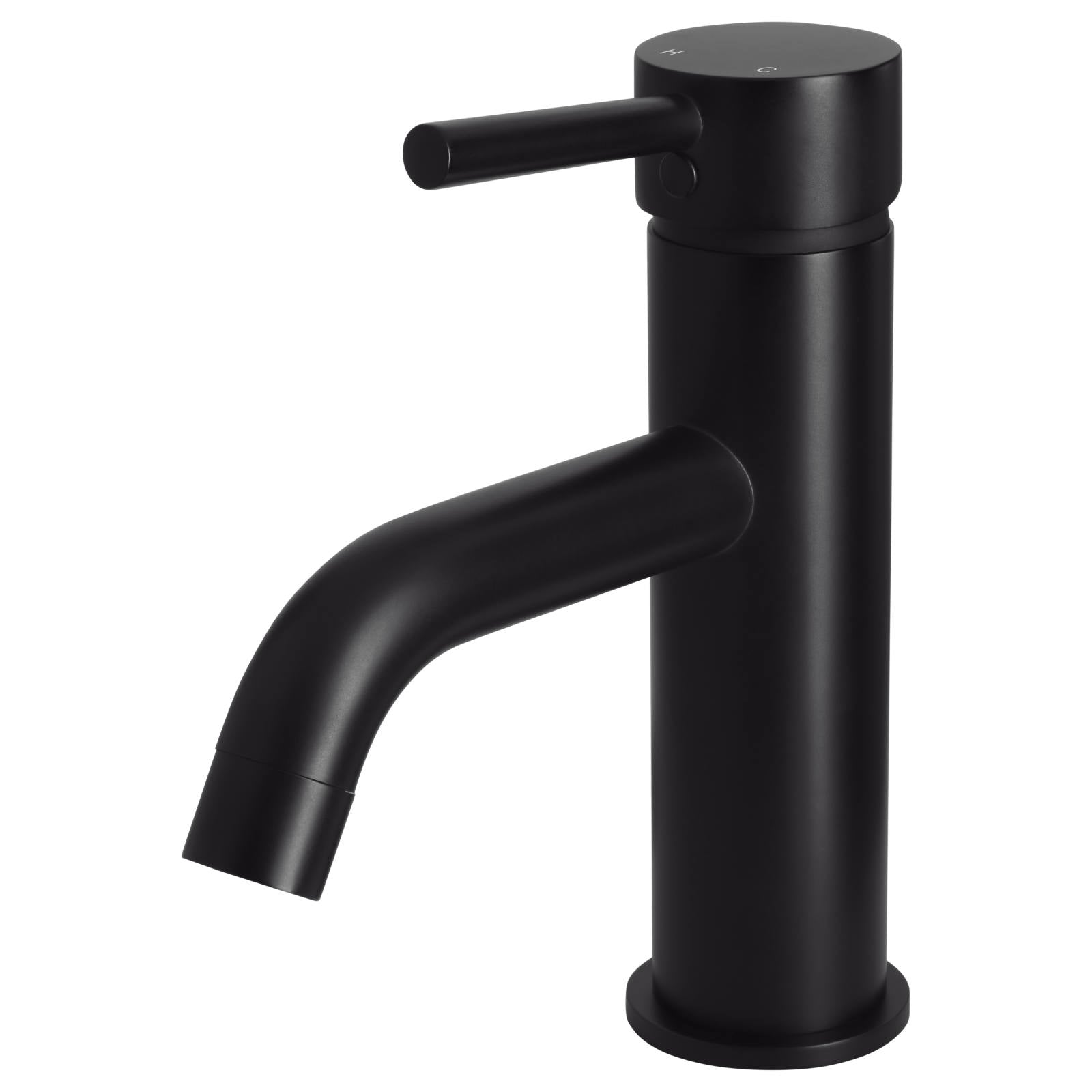 Round Basin Mixer Curved, Matte Black