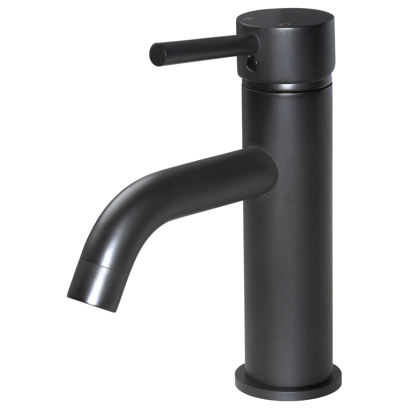 Round Basin Mixer Curved, Matte Black