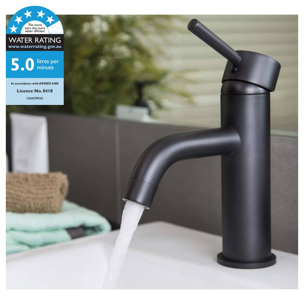 Round Basin Mixer Curved, Matte Black