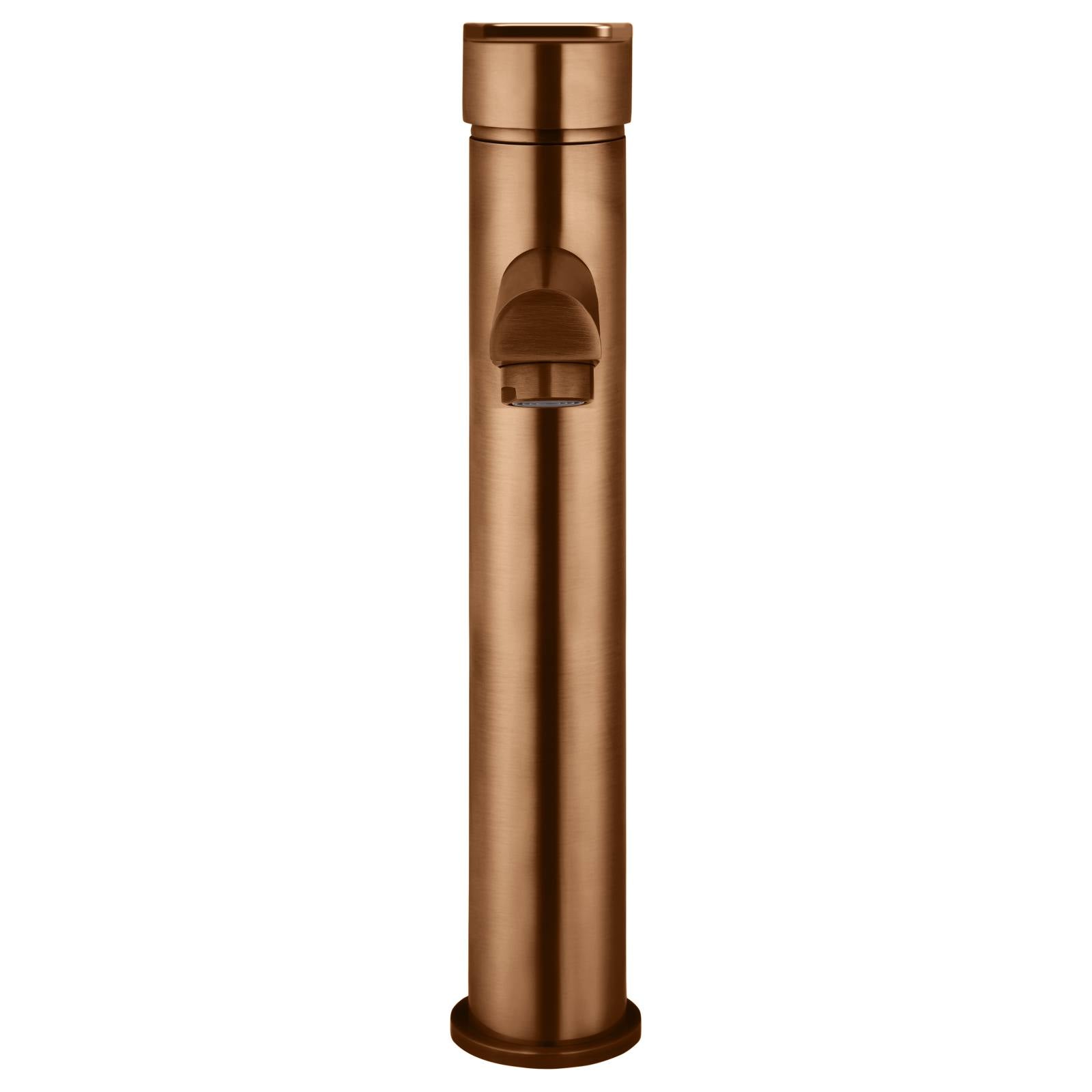 Round Paddle Tall Basin Mixer, Lustre Bronze