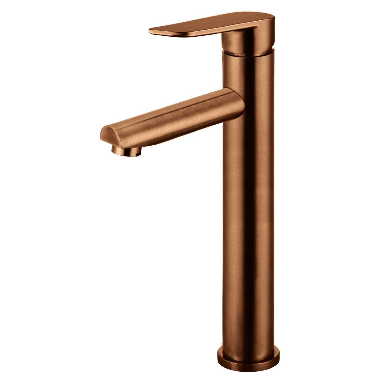 Round Paddle Tall Basin Mixer, Lustre Bronze