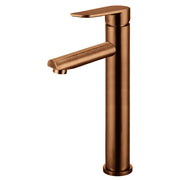 Round Paddle Tall Basin Mixer, Lustre Bronze
