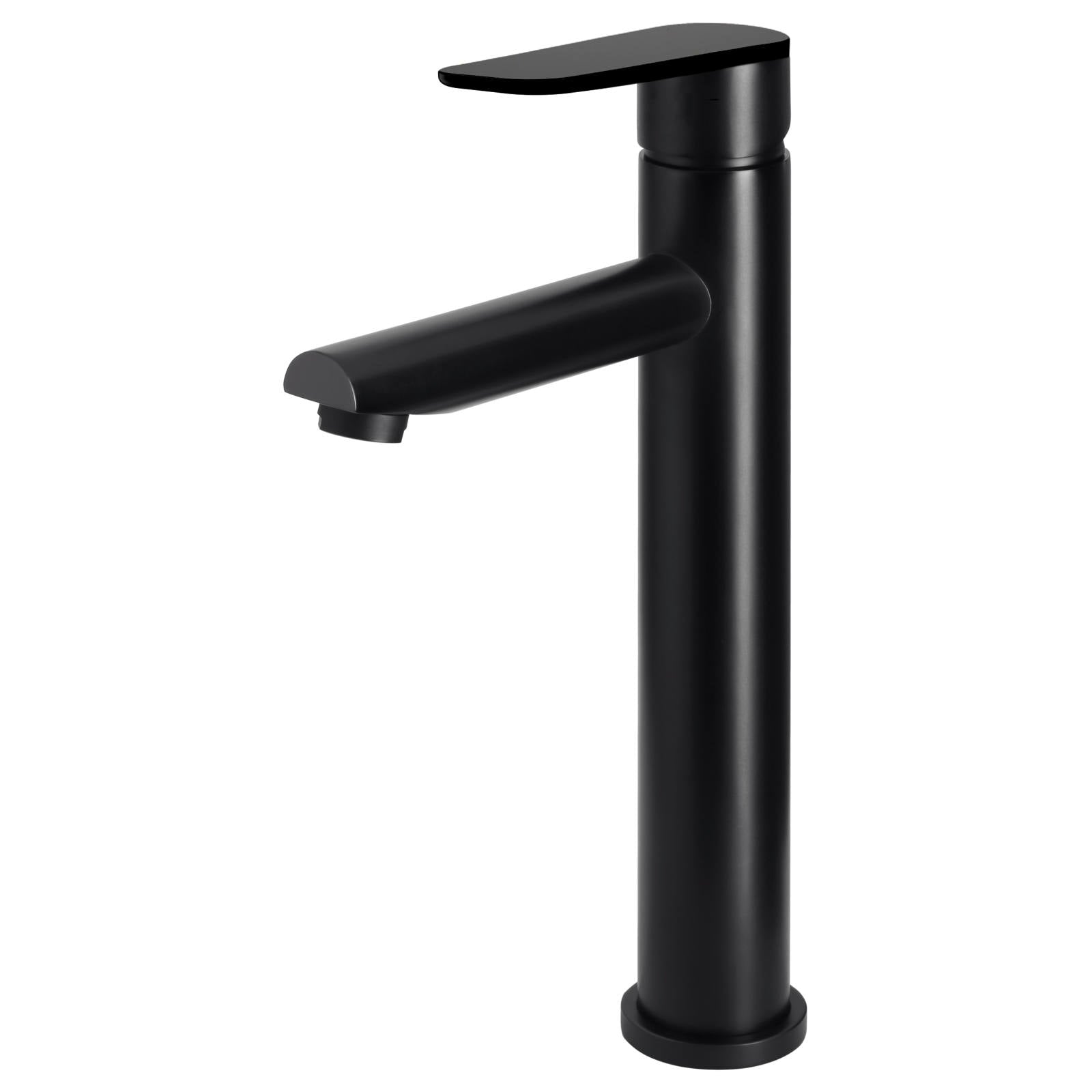 Round Paddle Tall Basin Mixer, Matte Black