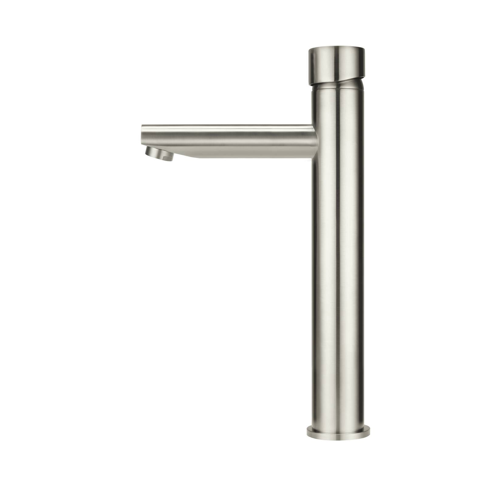 Round Pinless Tall Basin Mixer, PVD Brushed Nickel