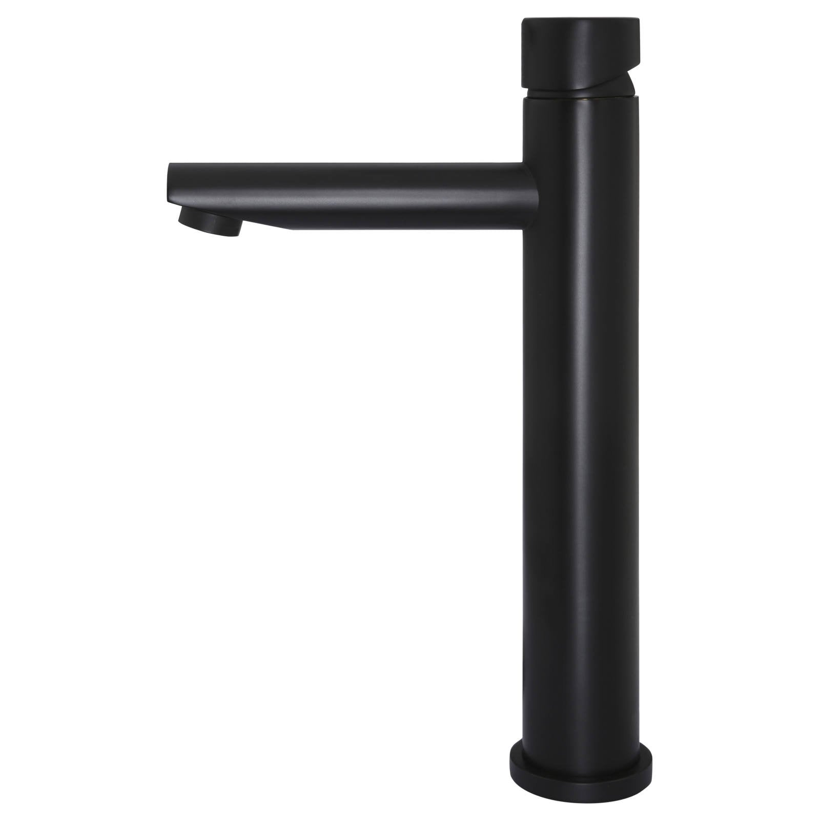 Round Pinless Tall Basin Mixer, Matte Black