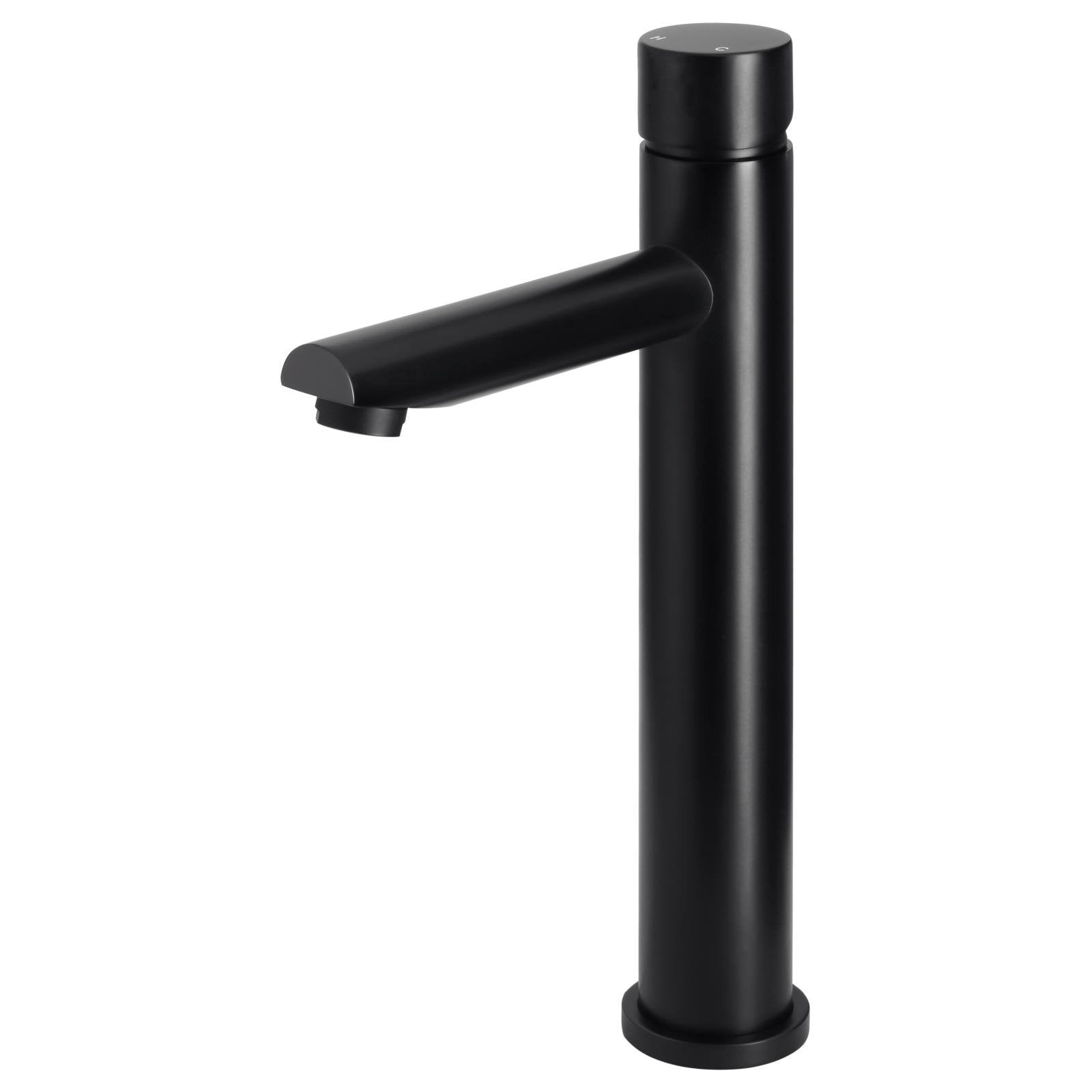 Round Pinless Tall Basin Mixer, Matte Black