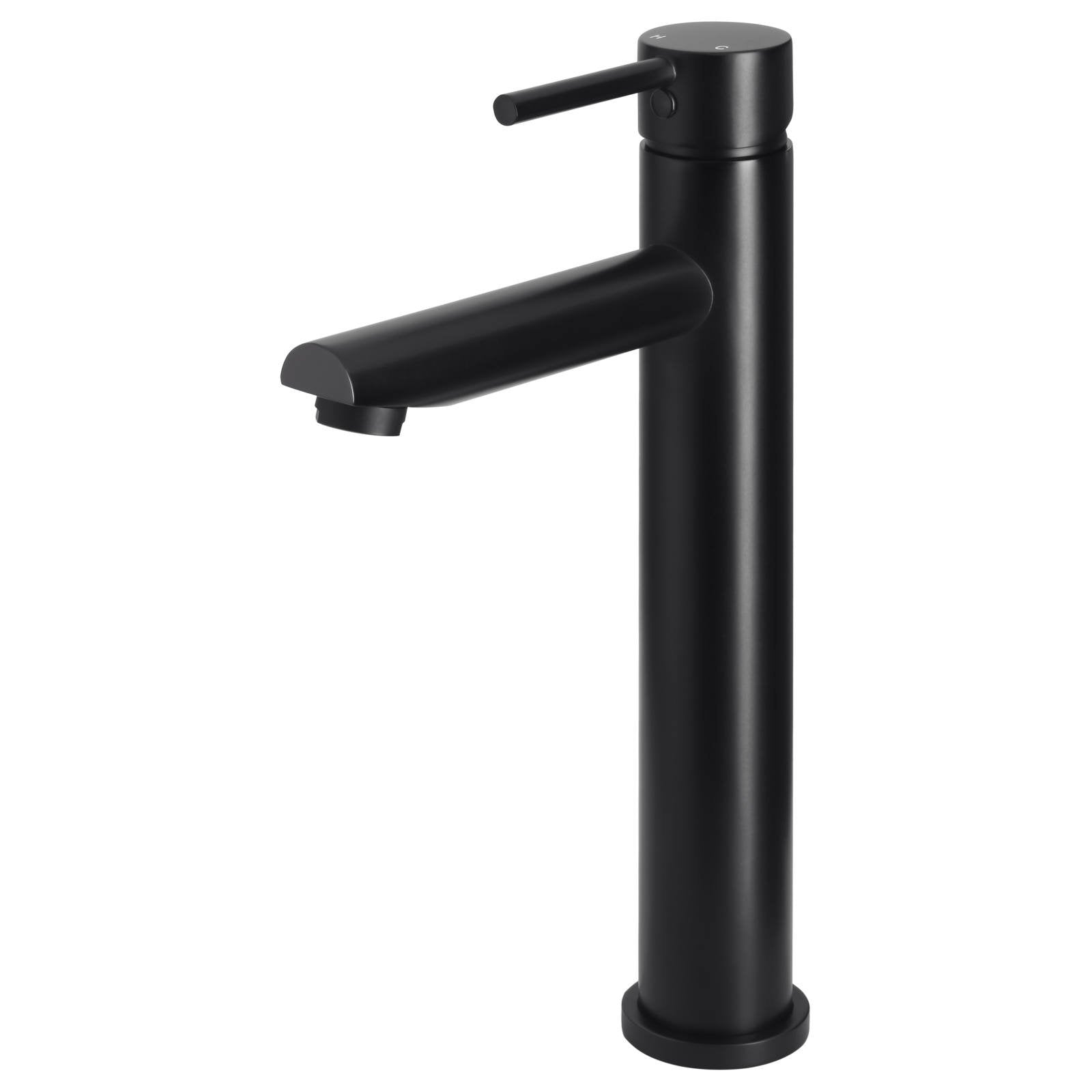 Round Tall Basin Mixer, Matte Black