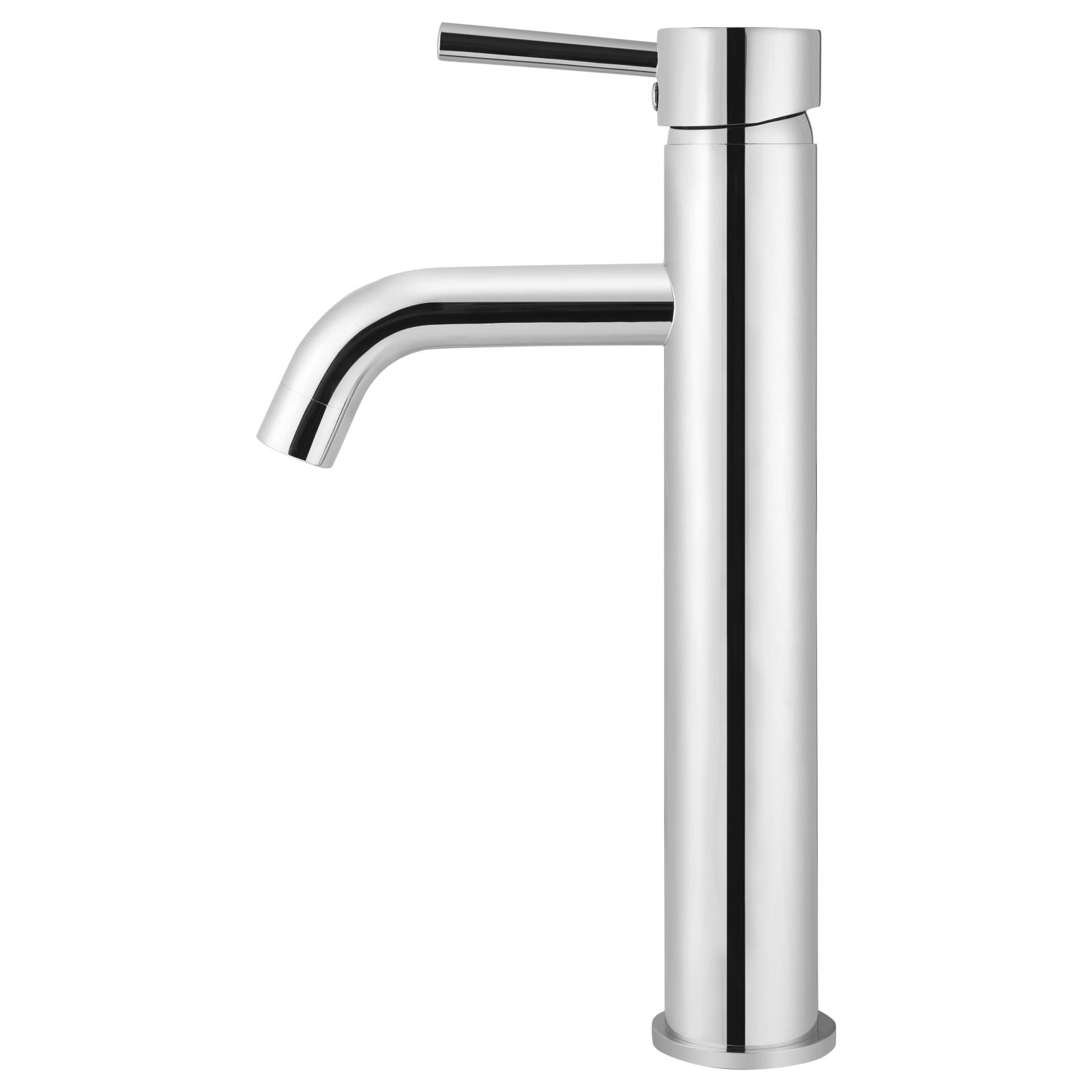 Round Tall Basin Mixer Curved, Polished Chrome