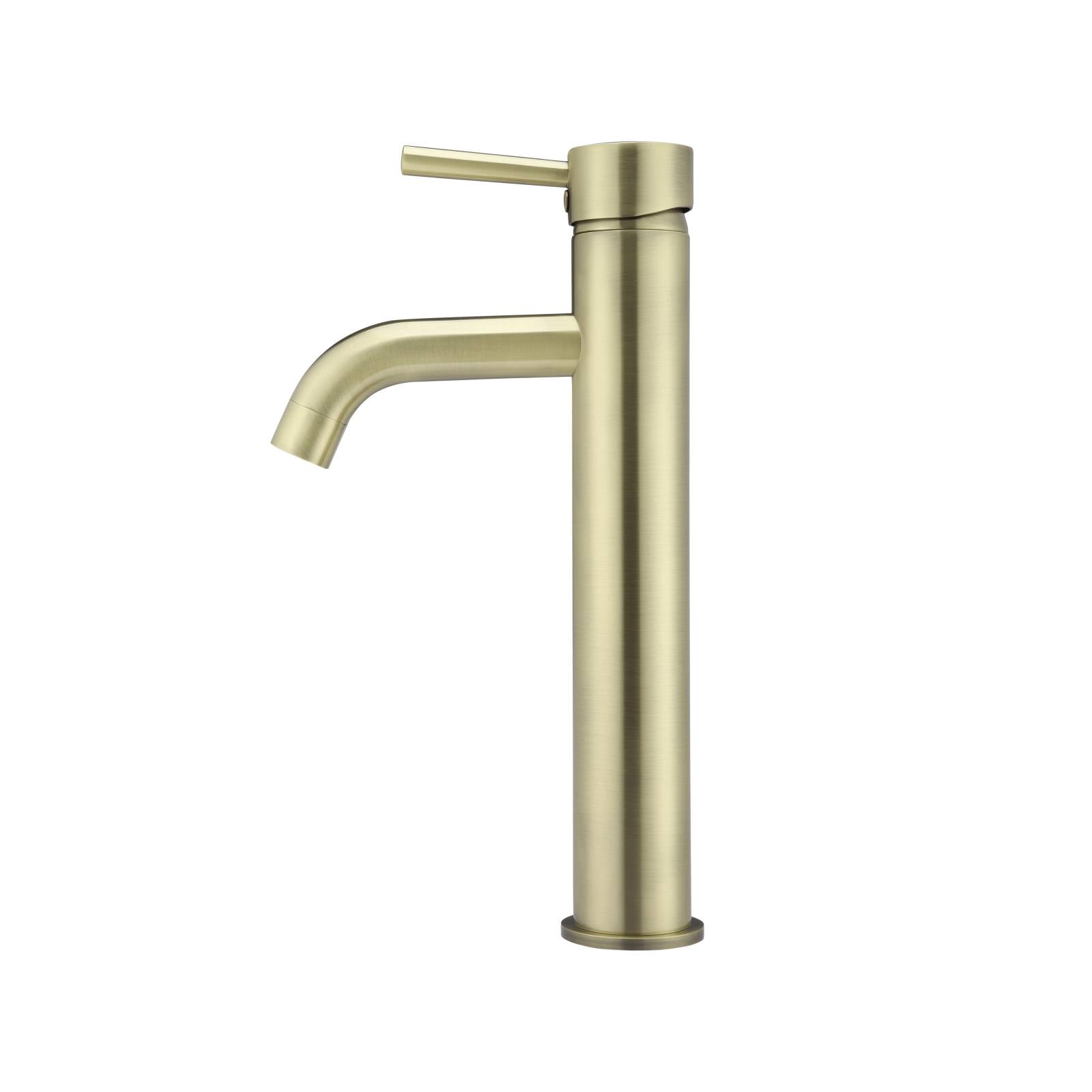 Round Tall Curved Basin Mixer, PVD Tiger Bronze