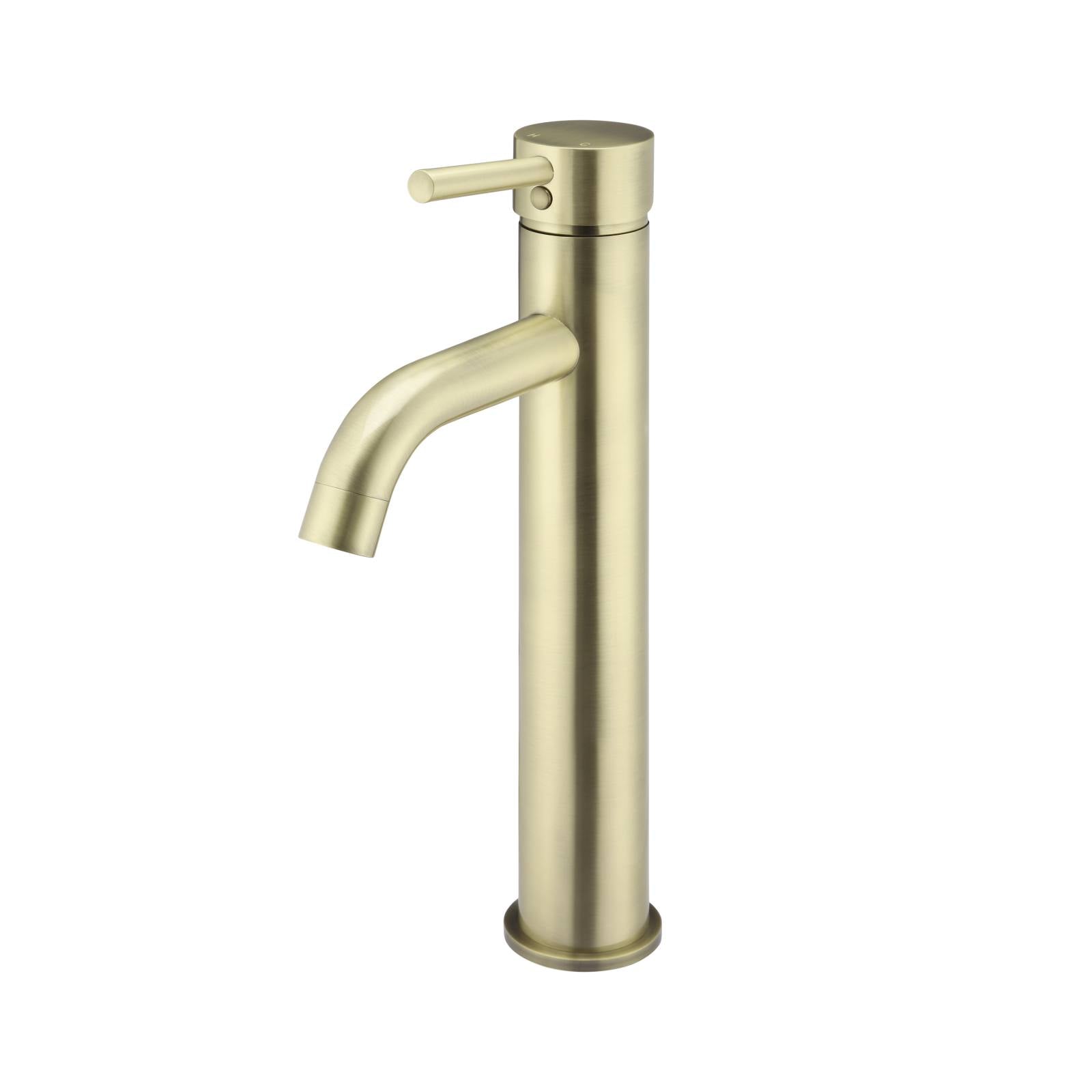 Round Tall Curved Basin Mixer, PVD Tiger Bronze