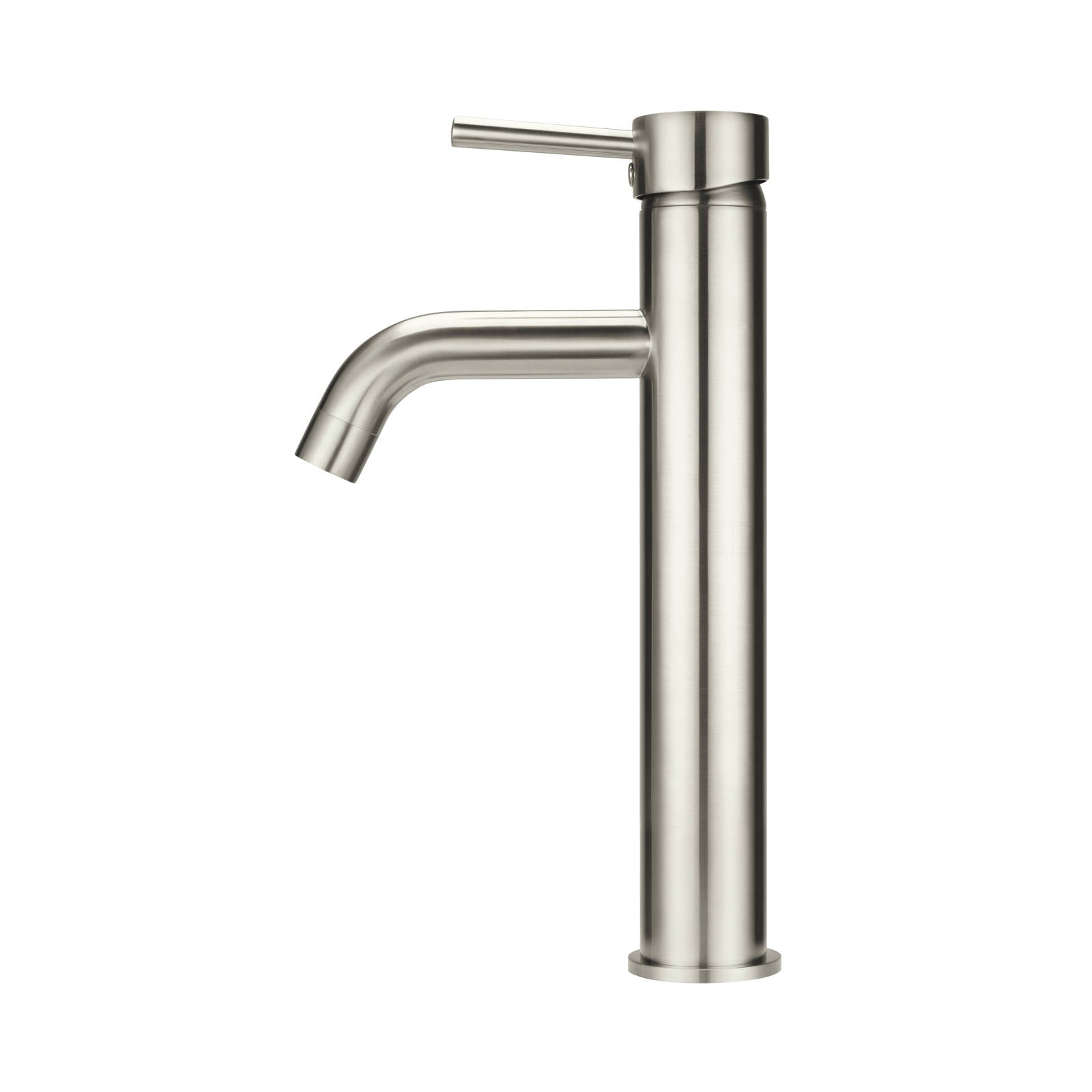 Round Tall Curved Basin Mixer, PVD Brushed Nickel