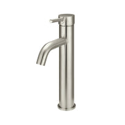 Round Tall Curved Basin Mixer, PVD Brushed Nickel