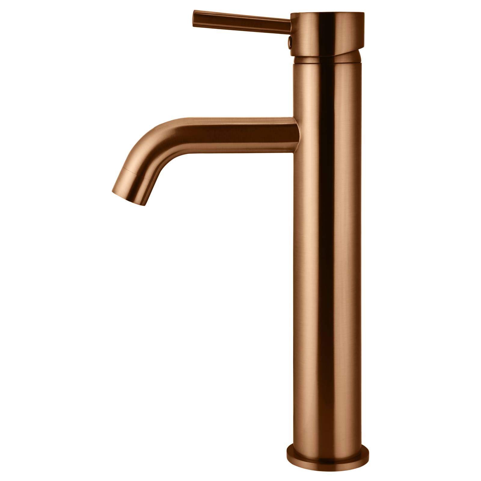 Round Tall Curved Basin Mixer, Lustre Bronze