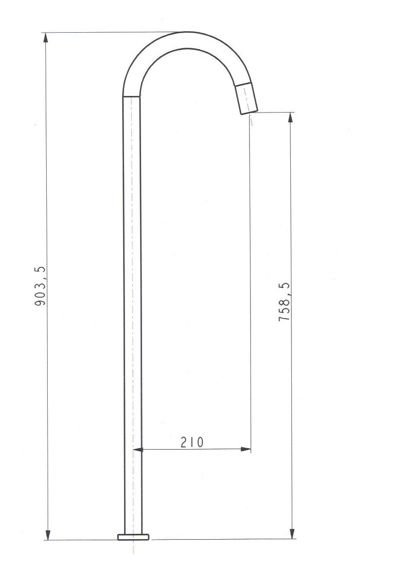 Round Freestanding Bath Spout, Matte Black