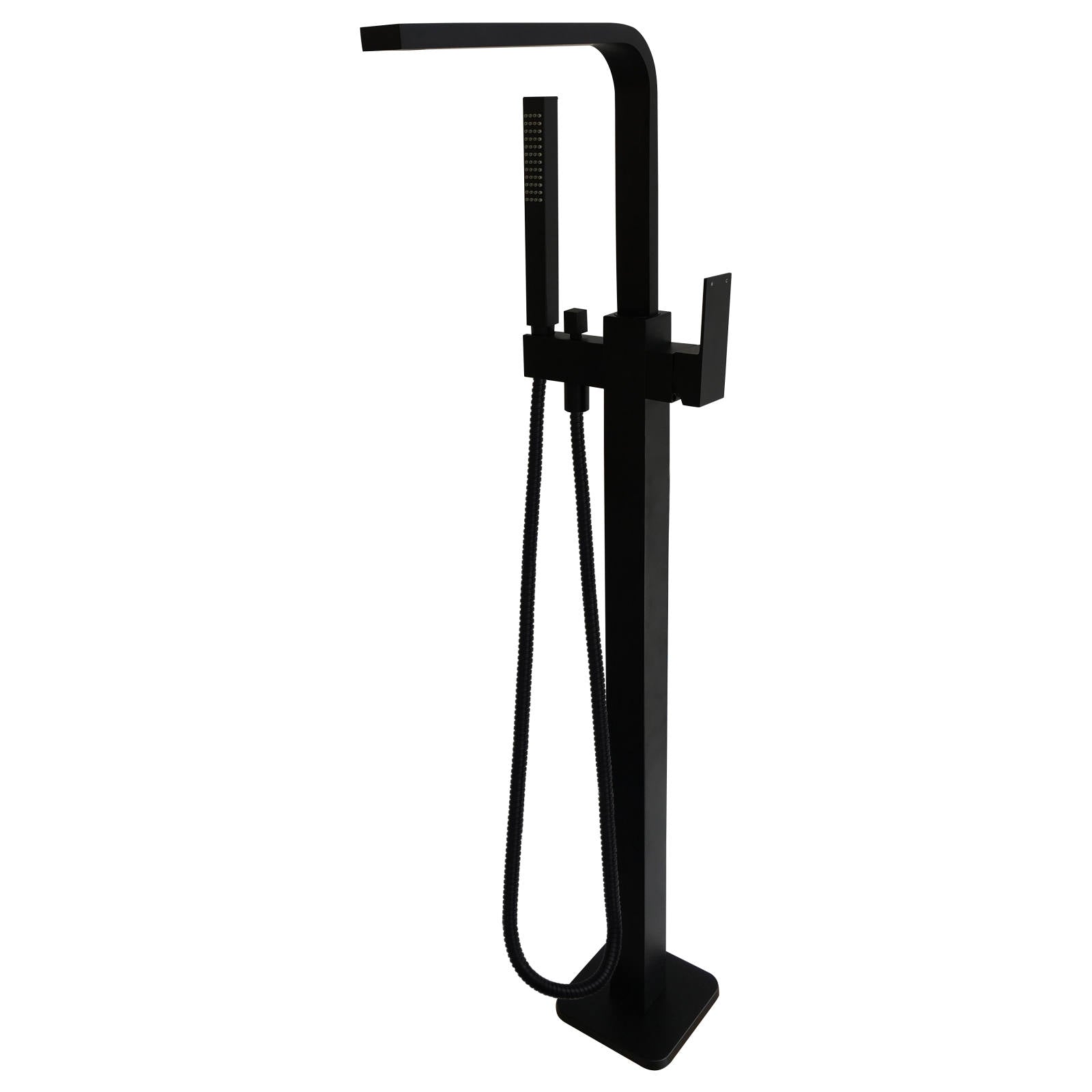 Square Freestanding Bath Spout & Hand Shower, Matte Black