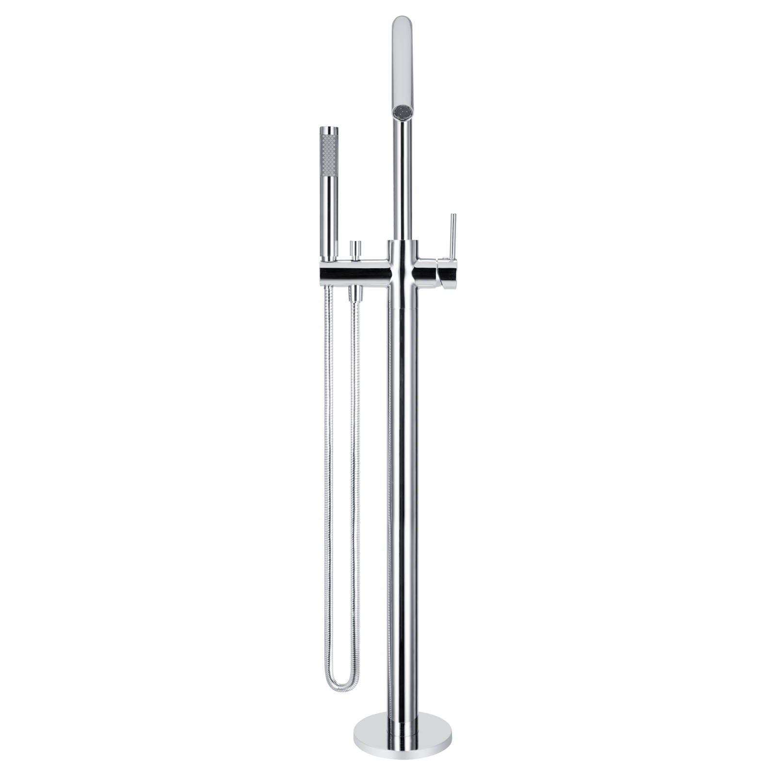 Round Freestanding Bath Spout & Hand Shower, Polished Chrome