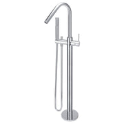 Round Freestanding Bath Spout & Hand Shower, Polished Chrome