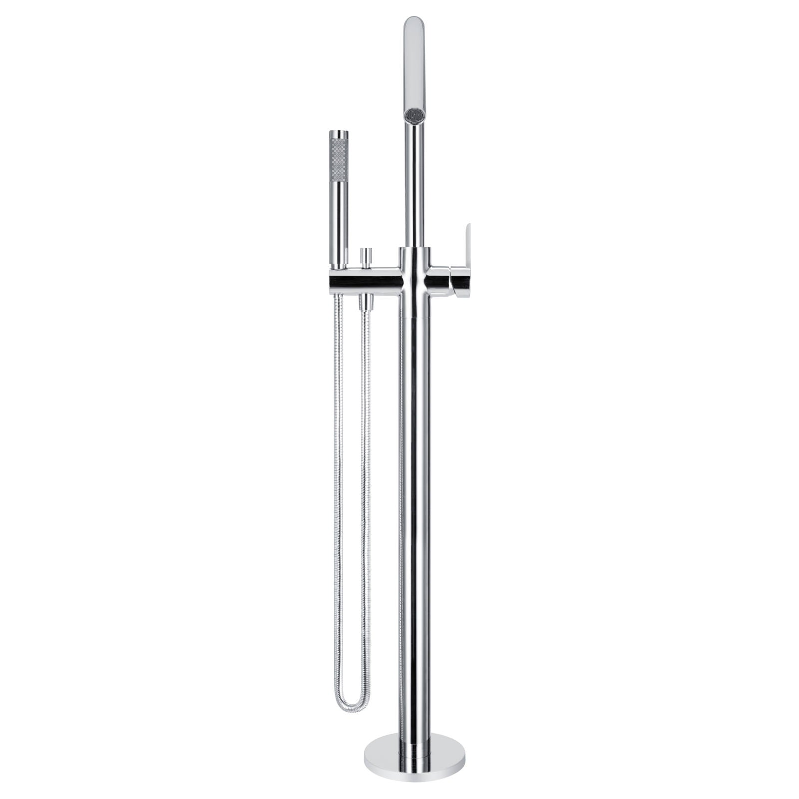 Round Paddle Freestanding Bath Spout & Hand Shower, Polished Chrome
