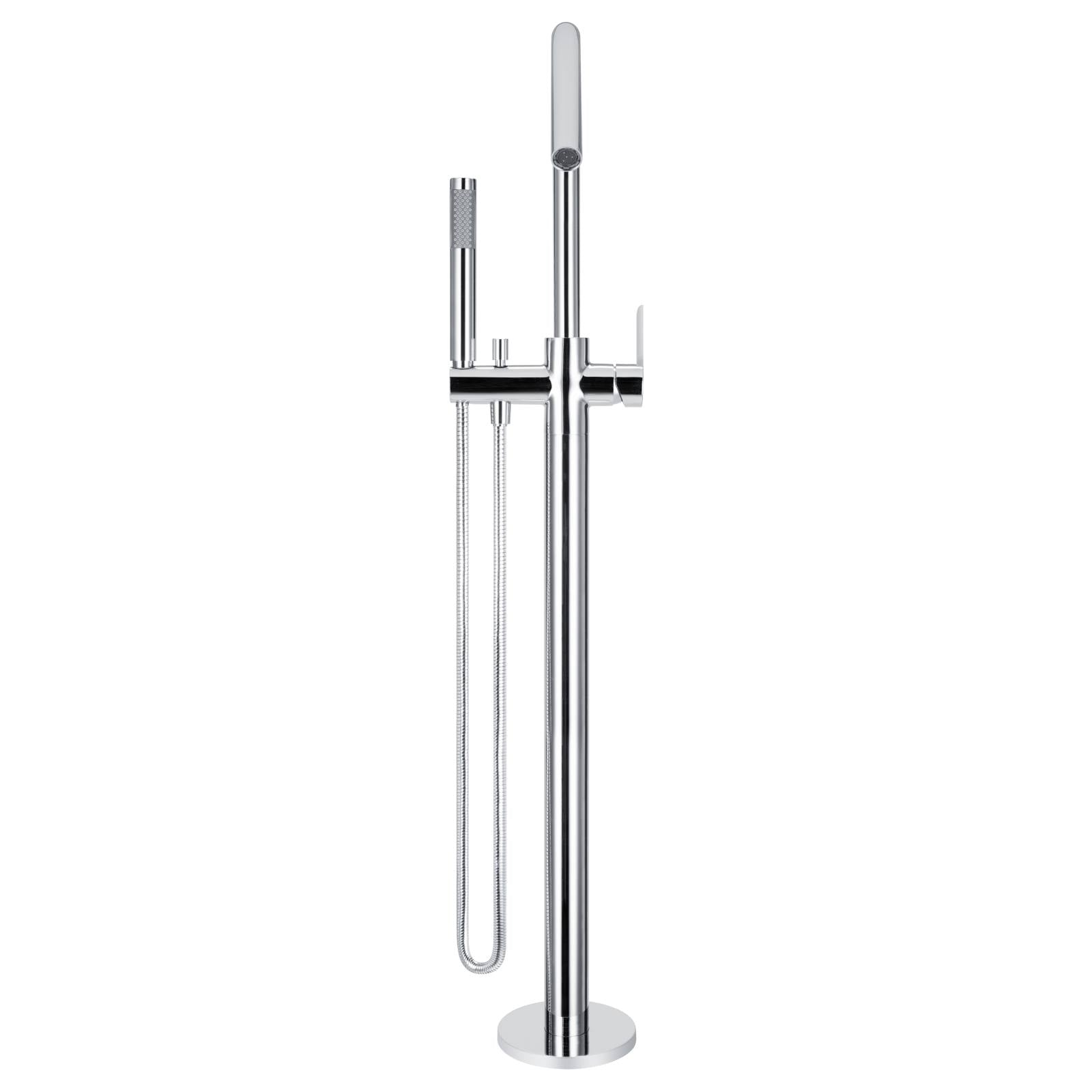 Round Paddle Freestanding Bath Spout & Hand Shower, Polished Chrome
