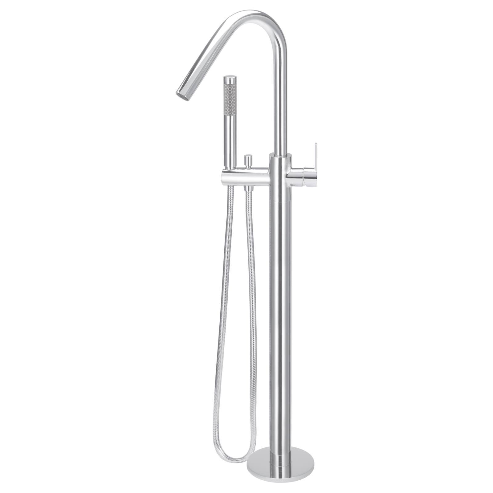 Round Paddle Freestanding Bath Spout & Hand Shower, Polished Chrome