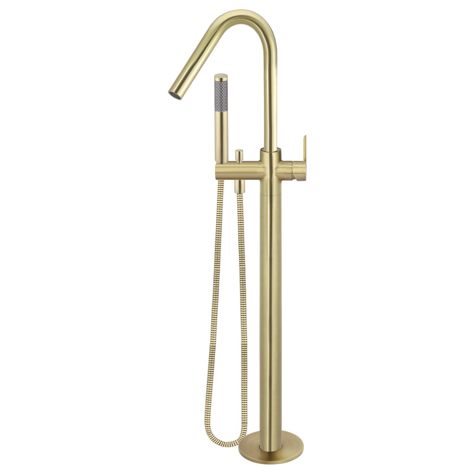 Round Paddle Freestanding Bath Spout & Hand Shower, PVD Tiger Bronze
