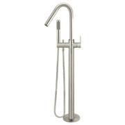 Round Paddle Freestanding Bath Spout & Hand Shower, PVD Brushed Nickel