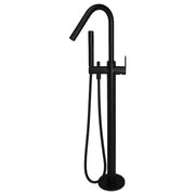 Round Paddle Freestanding Bath Spout & Hand Shower, Matte Black