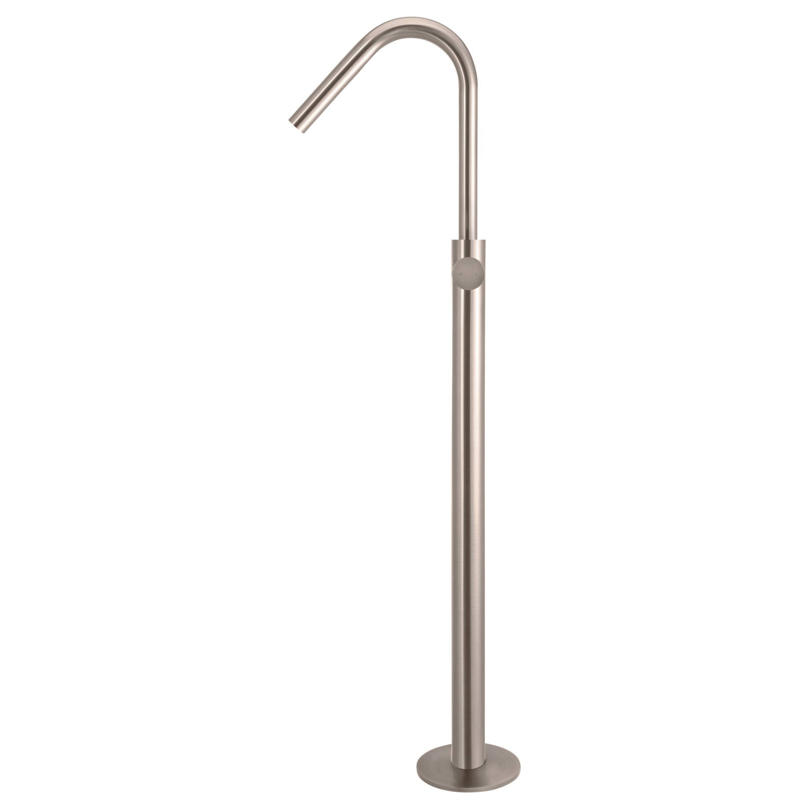 Round Pinless Freestanding Bath Spout & Hand Shower, Champagne
