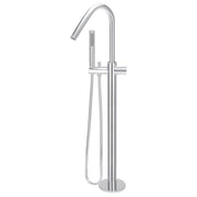 Round Pinless Freestanding Bath Spout & Hand Shower, Polished Chrome