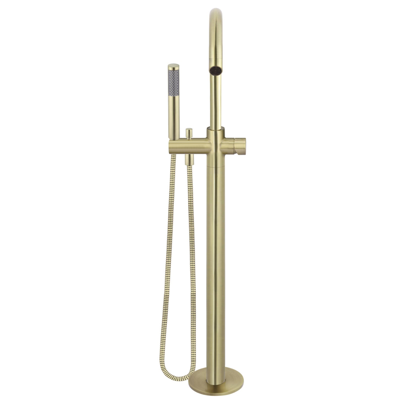 Round Pinless Freestanding Bath Spout & Hand Shower, PVD Tiger Bronze